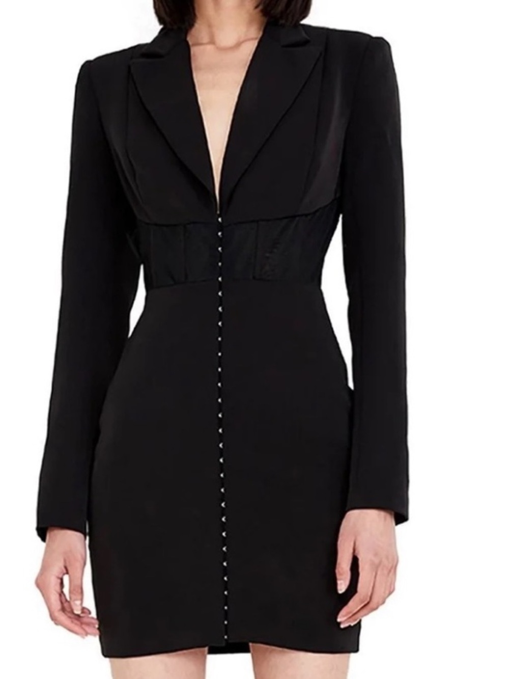 Bardot black mesh corset Blazer Dress